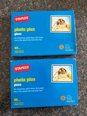Staples Photo Plus Gloss 4x6 Photo Paper Pack - 2 Packs of 60